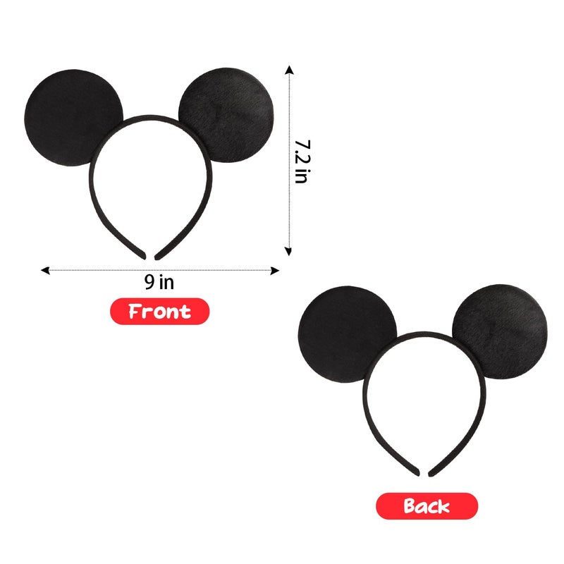 Charmory 2 Pcs Mouse Ears Headbands for Women Men Teen, Mouse Ears Bows Headbands for Princess Decoration Cosplay Birthday Christmas Party (Black x2) - Image 2